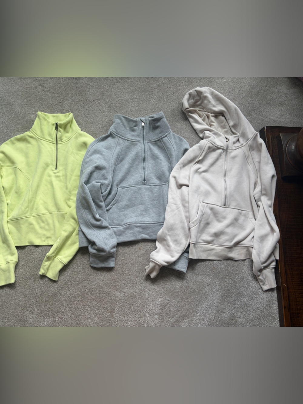 Women’s Half-Zip Fleece Pullover Hoodies - Cream, Gray, Lime